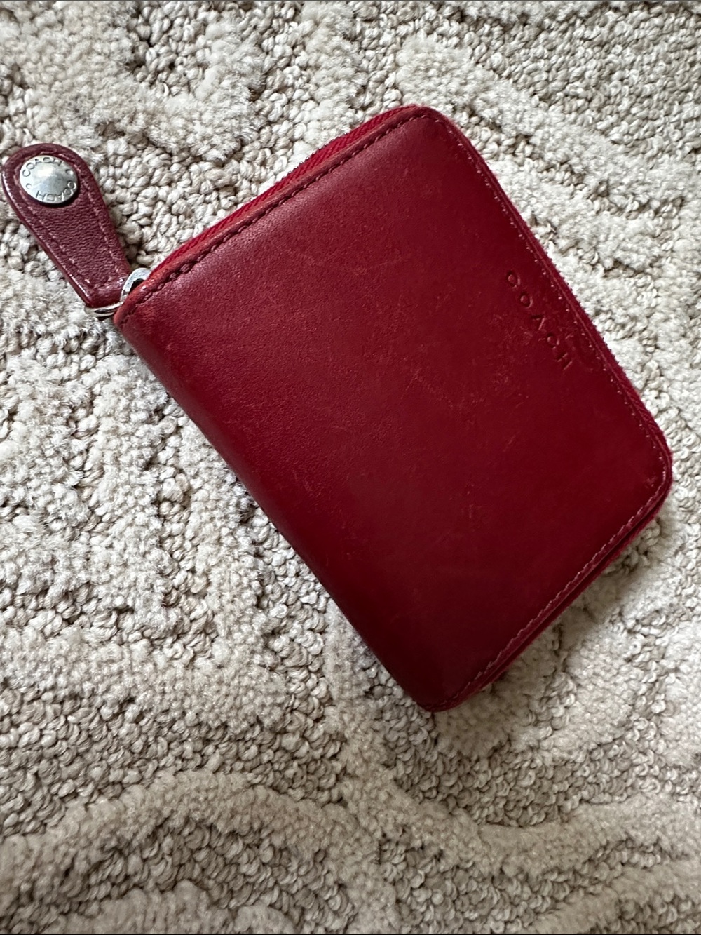 Leather Zip Wallet - Red